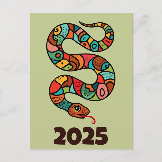 Chinese New Year Of The Wood Snake 2025 Holiday Postcard (Front)