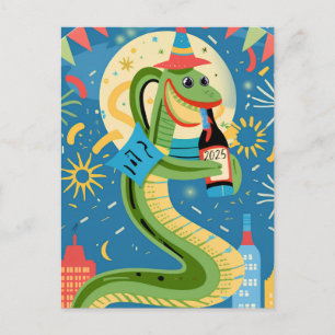 Chinese New Year Of The Wood Snake 2025 Holiday Postcard
