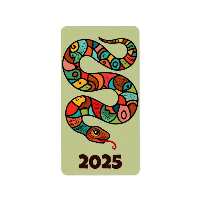 Chinese New Year Of The Wood Snake 2025 Label (Front)
