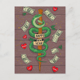 Chinese New Year Of The Wood Snake 2025 Postcard