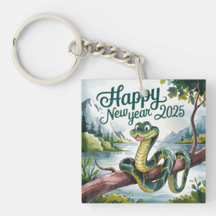 Chinese New Year Of The Wood Snake Happy New 2025 Key Ring