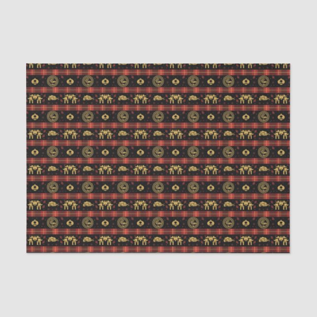 Chinese New Year of Tiger Red Check Pattern Tissue Paper (Front)