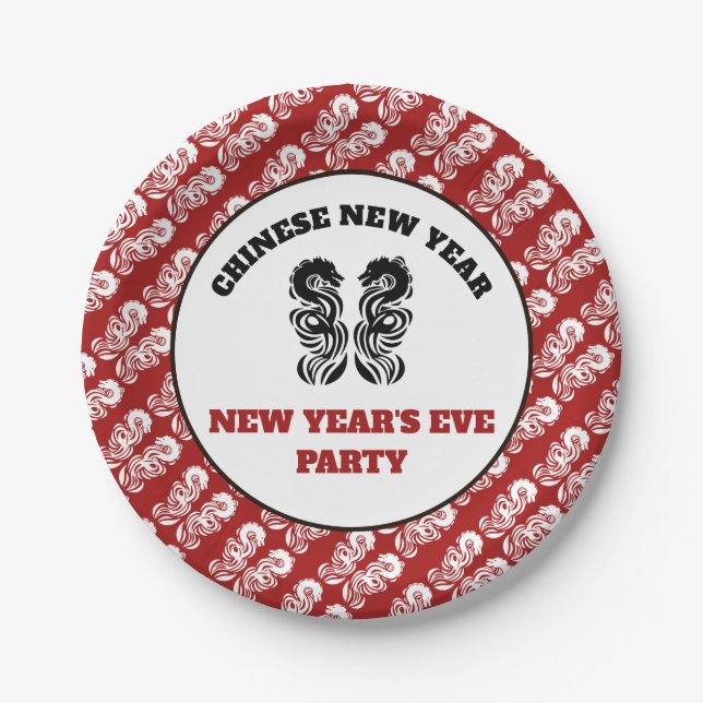 Chinese New Year Oriental Dragon Paper Plate (Front)
