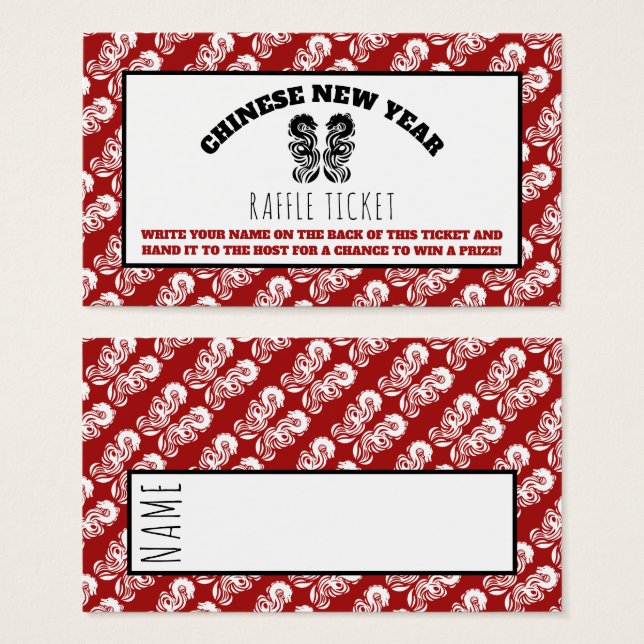 Chinese New Year Oriental Dragon Raffle Ticket (Front & Back)
