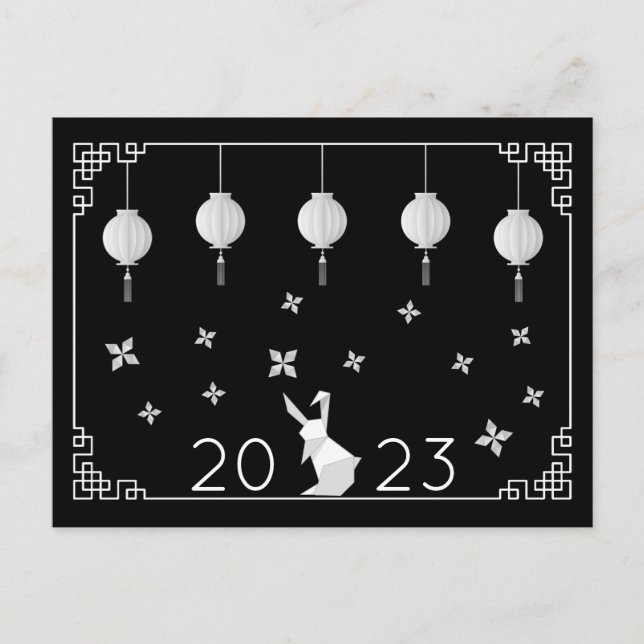 Chinese New Year Origami Rabbit Postcard (Front)