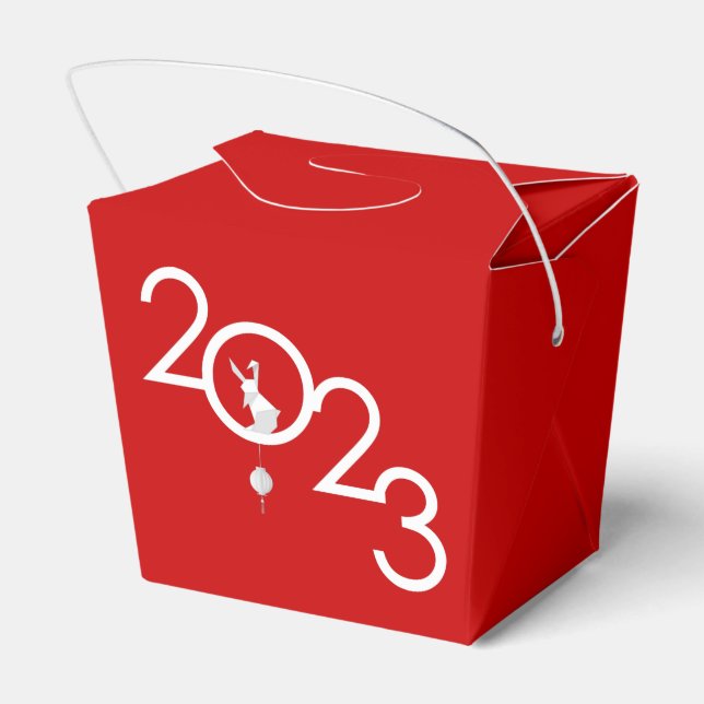Chinese New Year Origami Rabbit, red Favour Box (Back Side)
