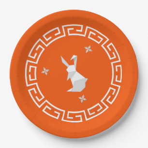 Chinese New Year Origami Rabbit & Stars Paper Plate