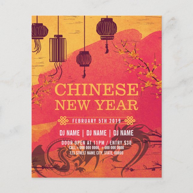 Chinese New Year Party Invitation Flyer (Front)