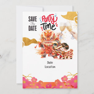 Chinese New Year party save the date Invitation