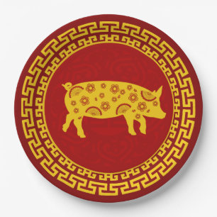 Chinese New Year Pig Ornament Paper Plate