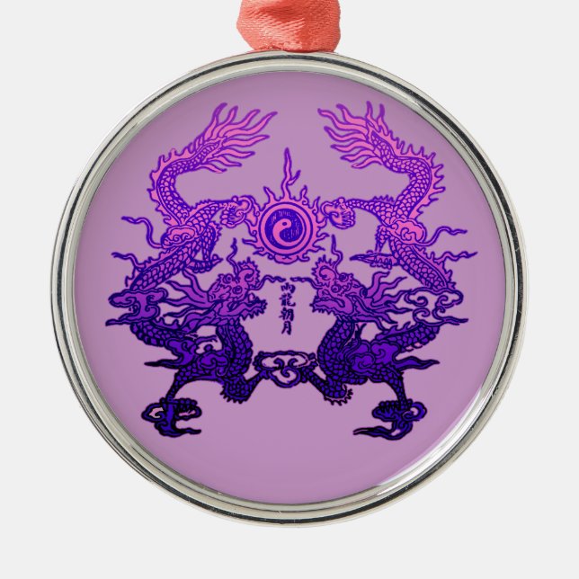 CHINESE NEW YEAR Purple Dragons Metal Tree Decoration (Front)