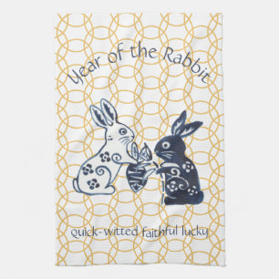 Chinese New Year Rabbit Zodiac Animal Minimal Tea Towel