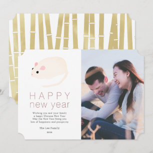 Chinese New Year Rat White Photo Holiday Card