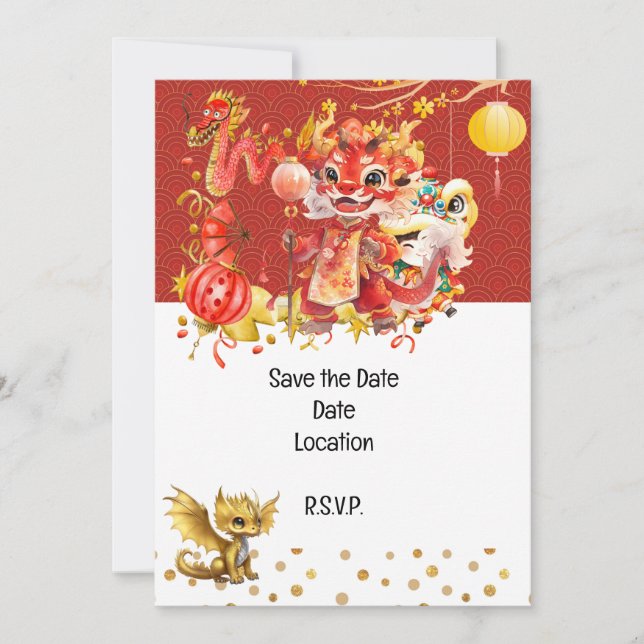 Chinese New Year Save the Date party Invitation (Front)