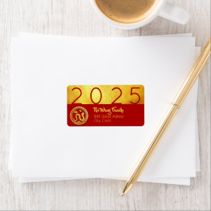Chinese New Year Snake 2025 Red Gold AddLab Label