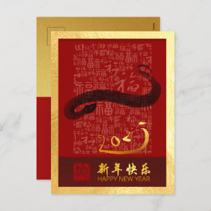 Chinese New Year Snake 2025 with wishes VPostC Holiday Postcard