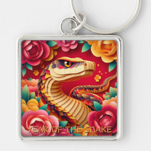 Chinese New Year Snake Origami style 2025 LMSqK Key Ring