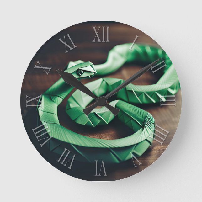 Chinese New Year Snake Origami Zodiac Birthday WC2 Round Clock (Front)
