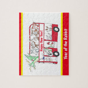 Chinese New Year - Year of the Rabbit London Bus Jigsaw Puzzle