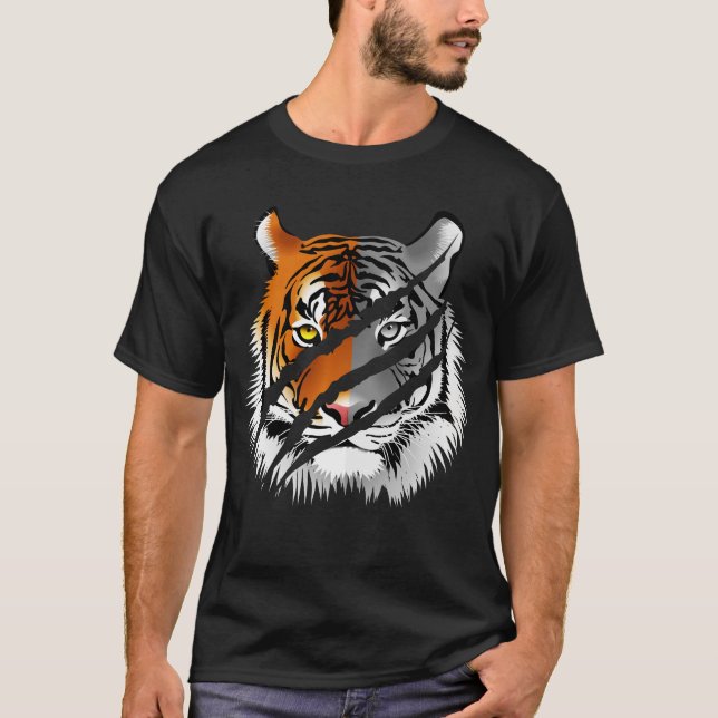 Chinese New Year Zodiac Black and White Tiger  T-Shirt (Front)