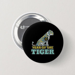 Chinese New Year - Zodiac White Tiger 6 Cm Round Badge