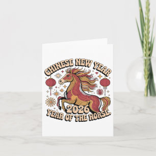 Chinese New Years 2026 Horse Lunar Zodiac Decorati Card