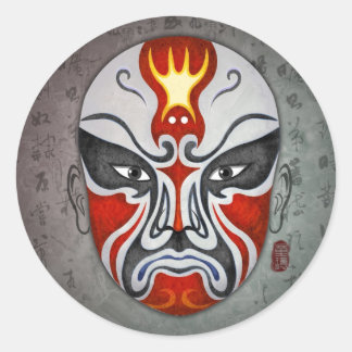 Chinese Opera Masks - Tong Huan Classic Round Sticker