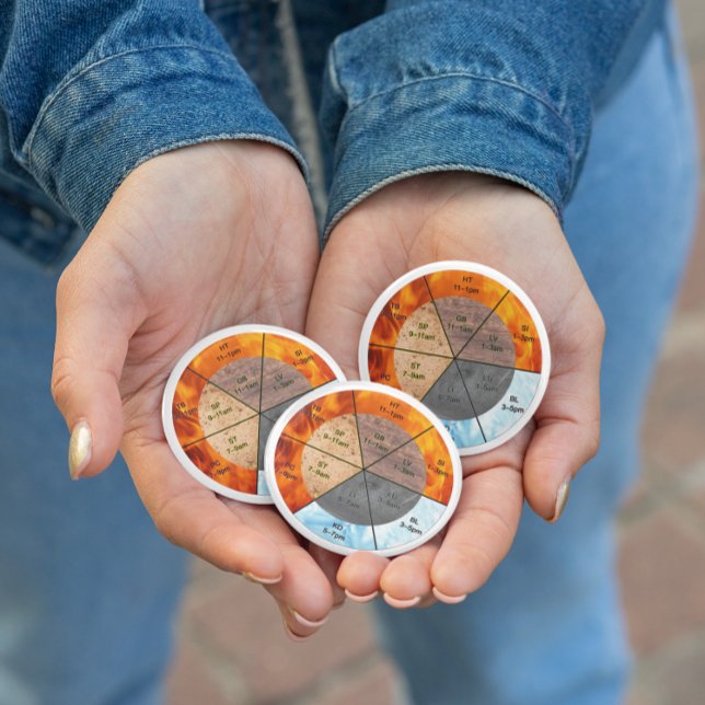 chinese organ clock meridians acupuncture elements 10 cm round badge (Creator Uploaded)