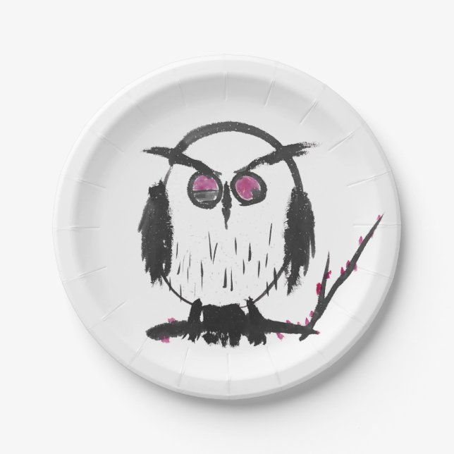 Chinese Owl Paper Plate (Front)
