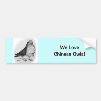 Chinese Owl Pigeon Ink Drawing Bumper Sticker