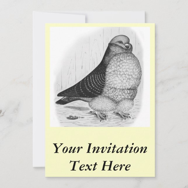 Chinese Owl Pigeon Ink Drawing Invitation (Front)