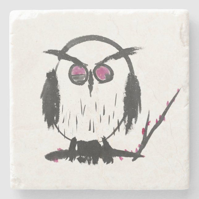 Chinese Owl Stone Coaster (Front)