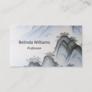 Chinese Painting Blue Mountains Business Card