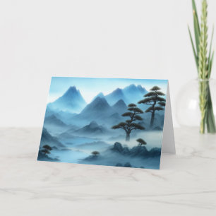 Chinese Painting Misty Landscape With River Card