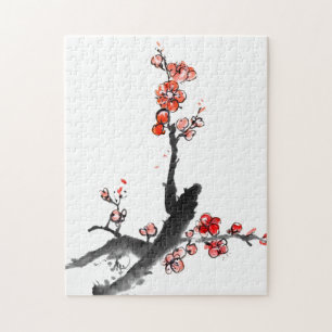 Chinese painting of flowers, plum blossom jigsaw puzzle