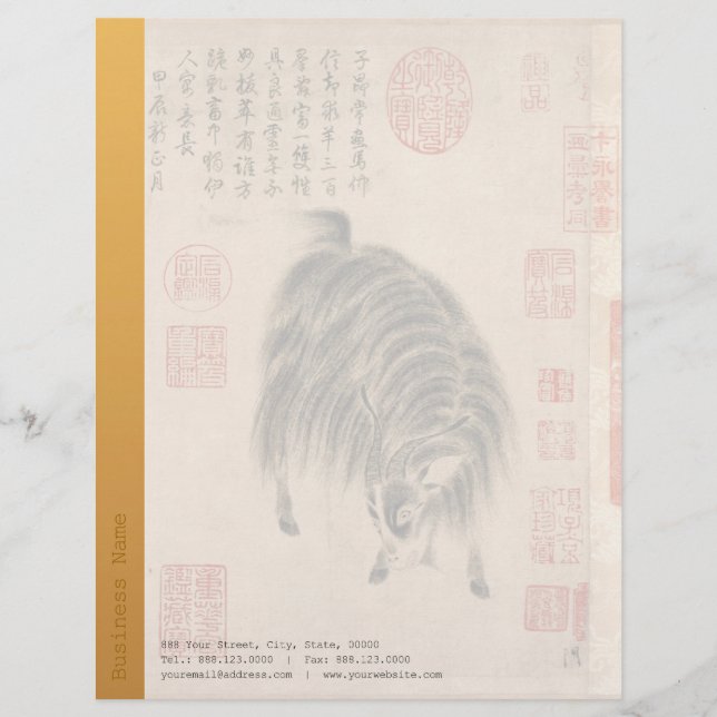 Chinese Painting Ram Goat Lunar Year Zodiac LH2 Personalised Letterhead (Front)