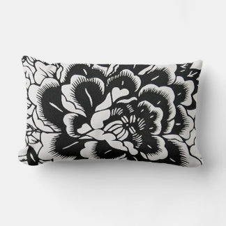Chinese Paper-Cut Peony in Black – Pillow