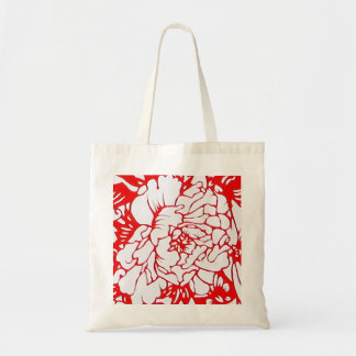Chinese Paper-Cut Peony in Red - Bag