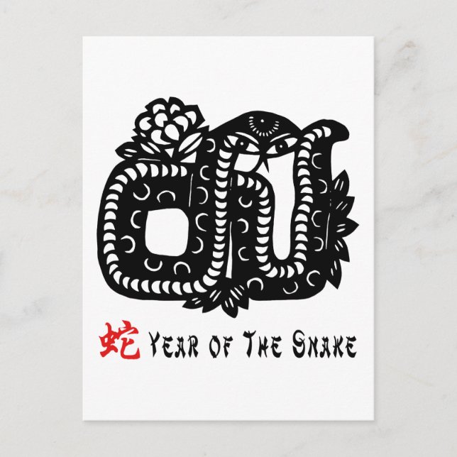 Chinese Paper Cut Snake Postcard (Front)