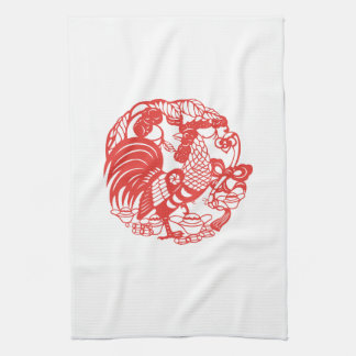 Chinese Papercut Rooster Year 2017 Towel7 Tea Towel