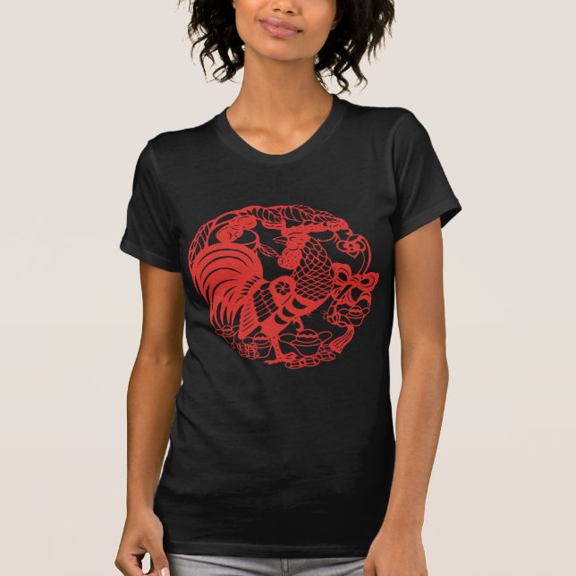 Chinese Papercut Rooster Year 2017 Woman B tee (Front)