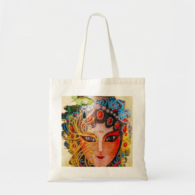 Chinese Peking Opera Actor Design Tote Bag (Front)