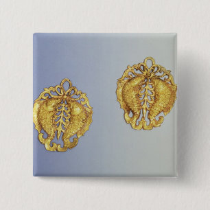 Chinese pendants, 17 carat gold plated 15 cm square badge
