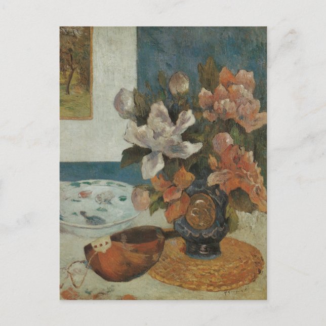 Chinese Peonies and Mandolin by Paul Gauguin Postcard (Front)