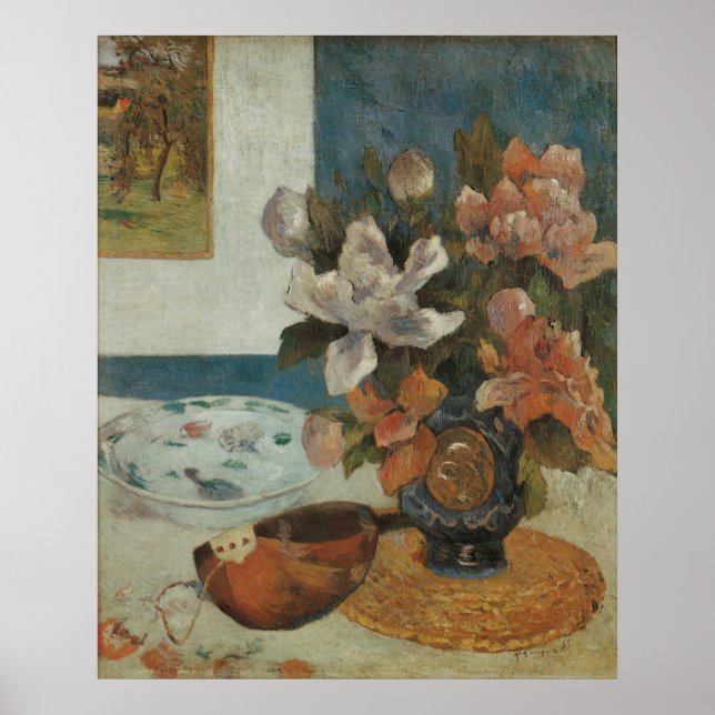 Chinese Peonies and Mandolin by Paul Gauguin Poster (Front)