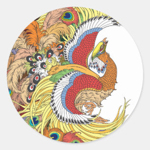 Chinese phoenix feng huang classic round sticker