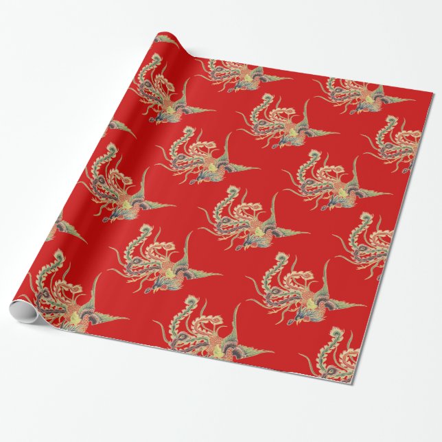Chinese Phoenix - Fenghuang  Mythological Birds Wr Wrapping Paper (Unrolled)