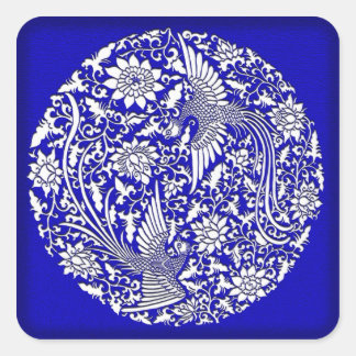 Chinese phoenix square sticker