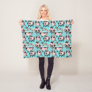 Chinese Pig Year 2019 Original drawing Blue Fleece Blanket