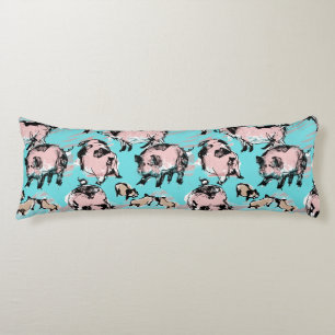 Chinese Pig Year Birthday Original drawing Blue BP Body Cushion